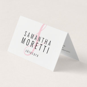 Modern Rosa Monogram Typography Skincare Visitkort