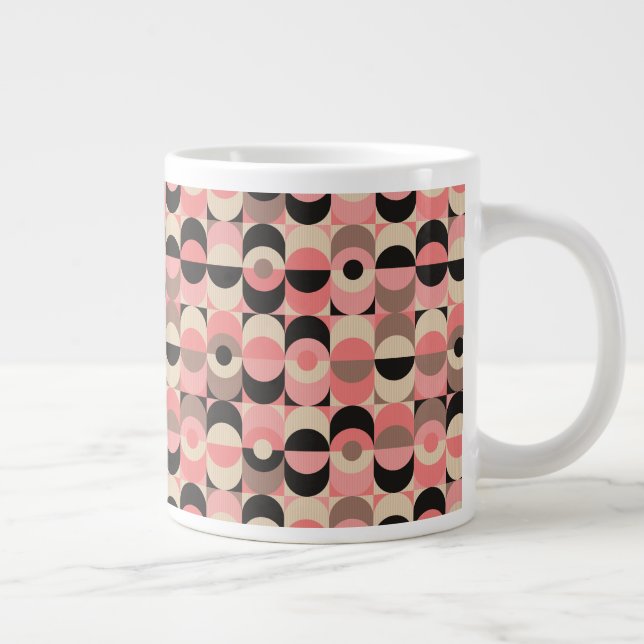 Modern Rosa Mönster i mitten av århundradet Jumbo Mugg (Höger)