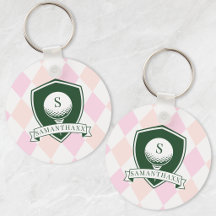 Modern Rosa Mönster Namn Initial Monogram Golf