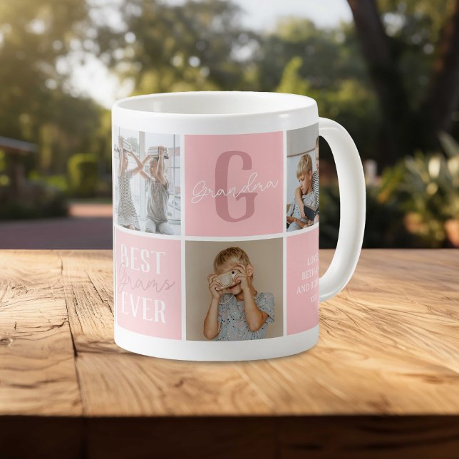 Modern Rosa Mormor Fotokollage Kaffemugg (Skapare uppladdad)