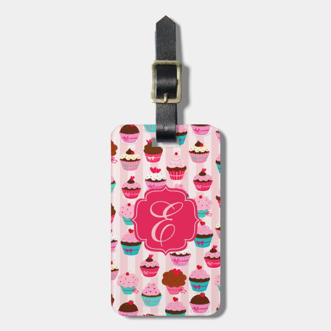 Modern Rosa Muffins Girly Bagagebricka (Vertikal Framsida)