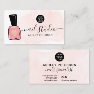 Modern rosa nagel-polsk illustration visitkort