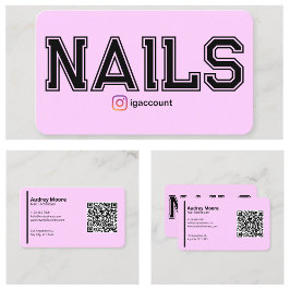 Modern Rosa Nail Technician-mallar Visitkort