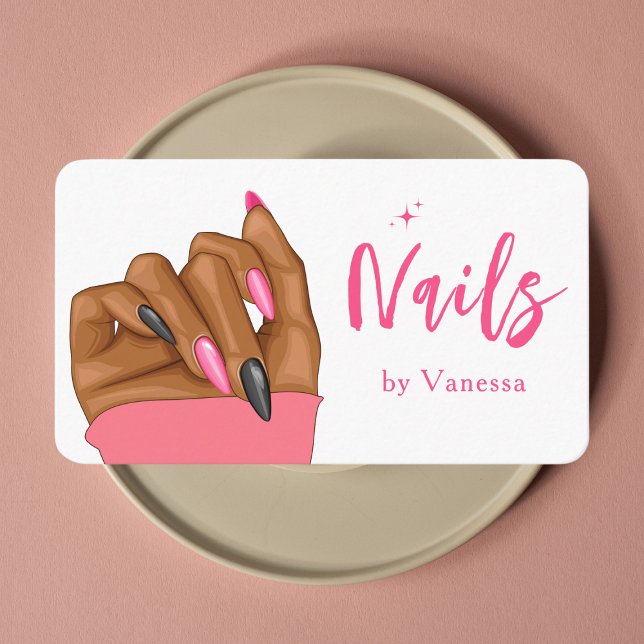 Modern Rosa Nail Technician Modern Nagel Art Salon Visitkort (Skapare uppladdad)