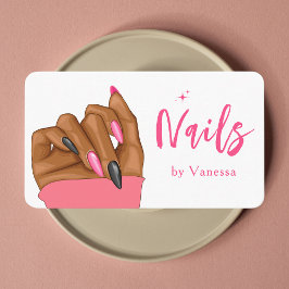 Modern Rosa Nail Technician Modern Nagel Art Salon Visitkort