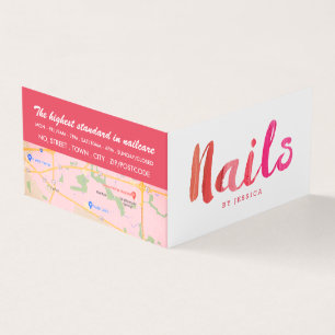 Modern Rosa, Nail Technician, Nail Salon Loyalty Visitkort
