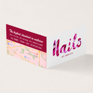 Modern Rosa, Nail Technician, Nail Salon Loyalty Visitkort