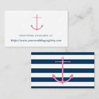 Modern Rosa & Navy Nautical Möhippa Registry Tilläggskort