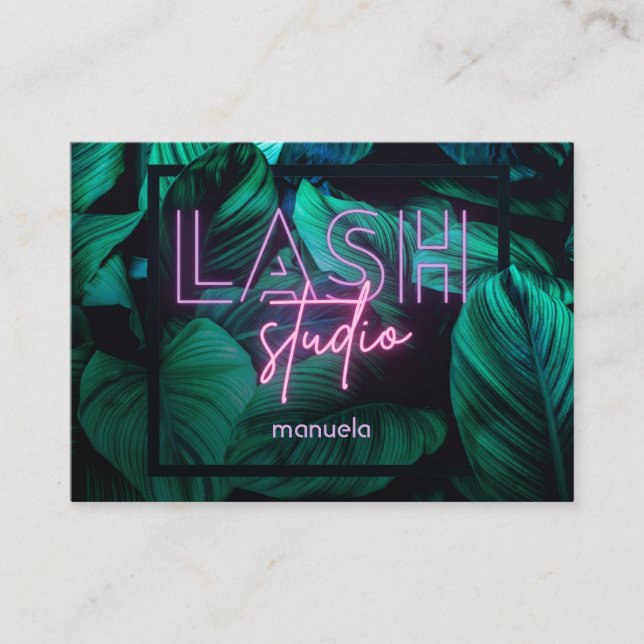 Modern Rosa Neon Lash Studio Professonal Visitkort (Framsida)