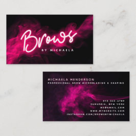 Modern rosa neon & rök Brow Microblading/Formning Visitkort