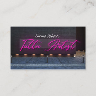 Modern Rosa Neon & Smoke Tattoartist Visitkort