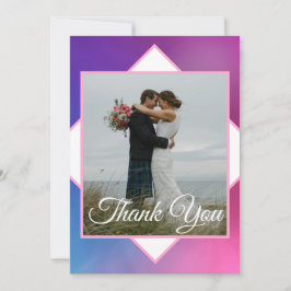 Modern Rosa och blå Bröllop Tack Kort