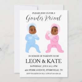 modern rosa och blå gender avslöjar inbjudningar