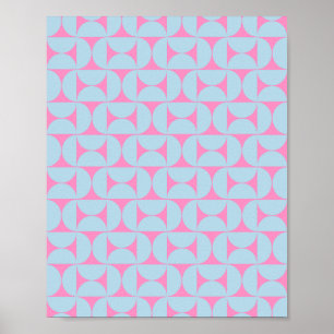 Modern Rosa och blått Mönster i mitten av århundra Poster