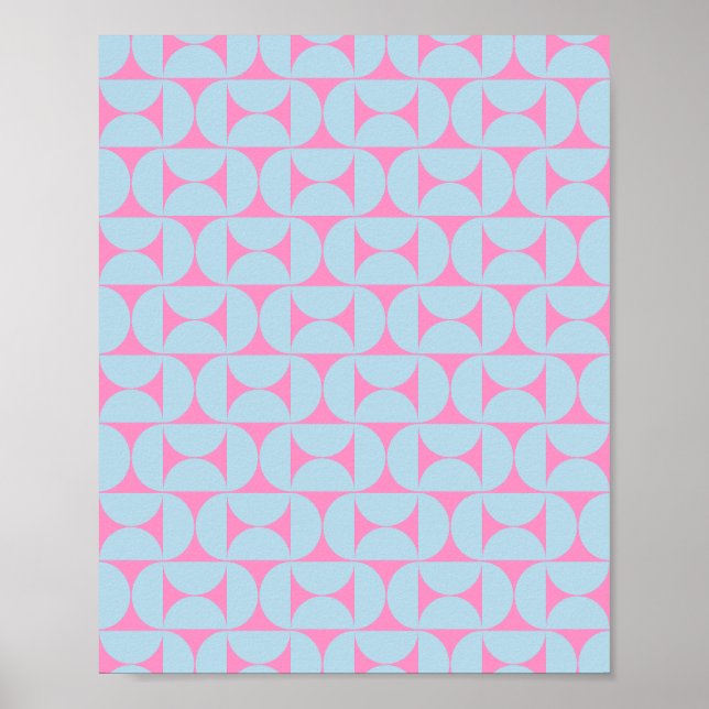 Modern Rosa och blått Mönster i mitten av århundra Poster (Framsidan)