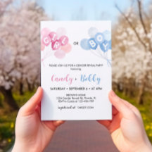 Modern Rosa- och Blue Balloons Gender Reveal
