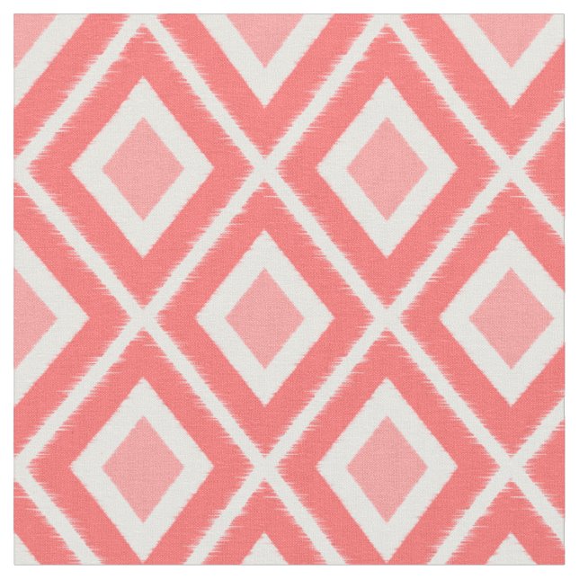 Modern Rosa och Coral Ikat Mönster Tyg (Närbild)