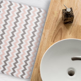 Modern Rosa och Grått Chevron Badrumsmatta