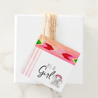 Modern Rosa och Grått Elephant Monogram-Anpassning Gåvor Etiketter
