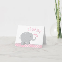 Modern Rosa och Grått i Elephant Flicka Tack Kort