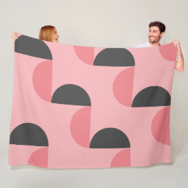 Modern Rosa och grått i mitten av århundradet Fleecefilt