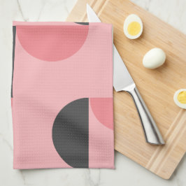 Modern Rosa och grått i mitten av århundradet Kökshandduk