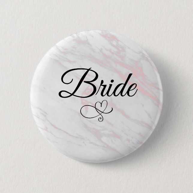 Modern Rosa och Grått Marble Bride Knapp (Framsida)