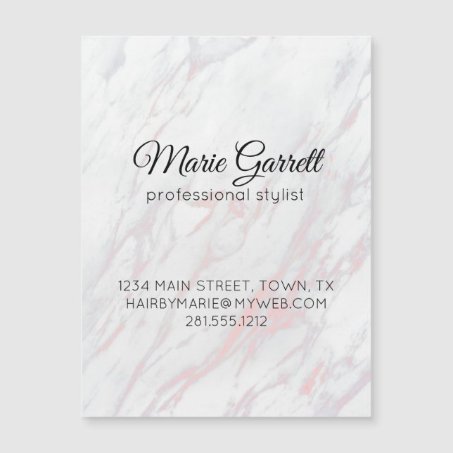 Modern Rosa och Grått Marble Magnetic (Framsida)
