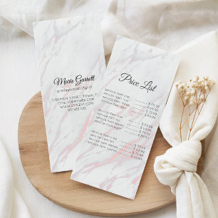 Modern Rosa och Grått Marble Prisare Reklamkort