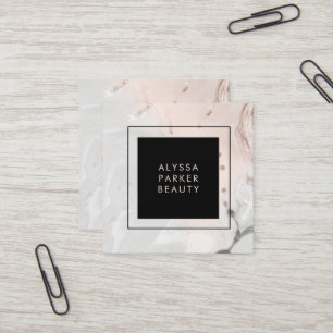 Modern Rosa och Grått Marble Social Media Fyrkantigt Visitkort