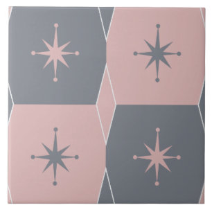 Modern Rosa och Grått utan sjöar Mönster i mitten  Kakelplatta
