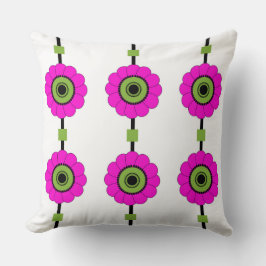 Modern Rosa och Grön Blommig Kudde