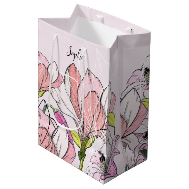 Modern rosa och grön botanisk mönster (Framsidan Vinklad)