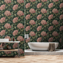 Modern Rosa och Grönt Hydrangea Peel och Stick