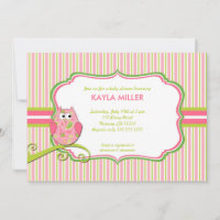 Modern Rosa och Grönt Paisley Uggla Baby Shower In