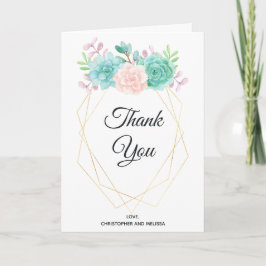 Modern Rosa och Grönt Succulents Bröllop Tack Kort