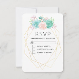 Modern Rosa och Grönt - vattenfärgsuckor OSA Kort