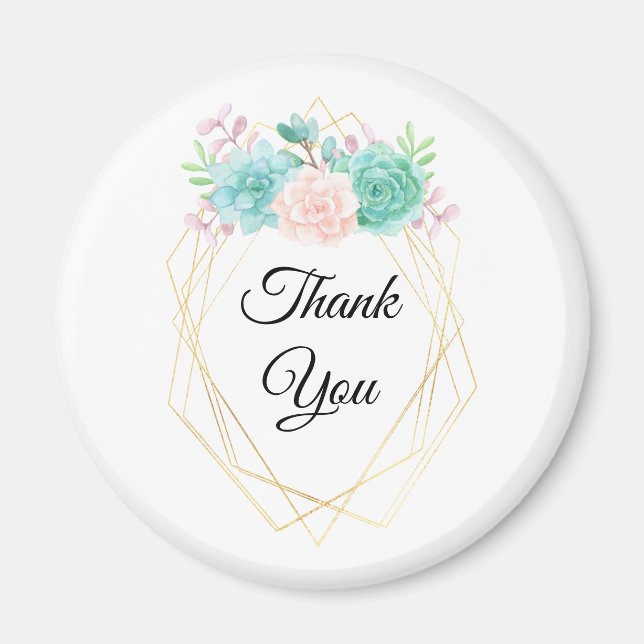 Modern Rosa- och Grönt - vattenfärgsuckor tack Magnet (Framsidan)