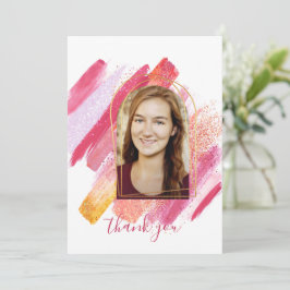 Modern Rosa och Guld Arched Studenten Tack Inbjudningar