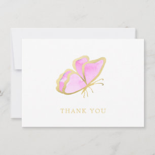 Modern Rosa och Guld Butterfly Elegant Tack Kort