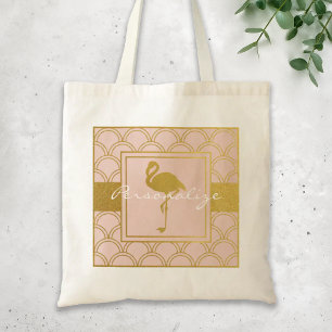 Modern Rosa och Guld Glitter Flamingo Tygkasse