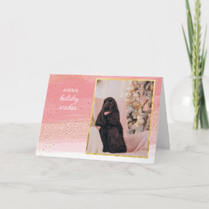 Modern Rosa och Guld Helgdag Foto Helgkort