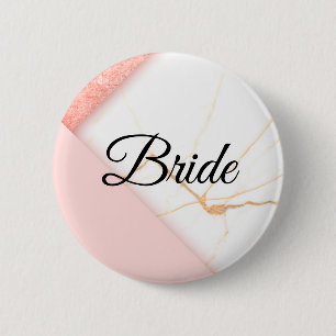 Modern Rosa och Guld Marble Bride Knapp
