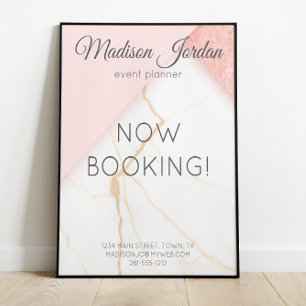 Modern Rosa och Guld Marble Business Poster