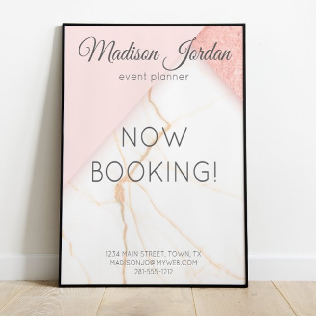 Modern Rosa och Guld Marble Business Poster (Skapare uppladdad)