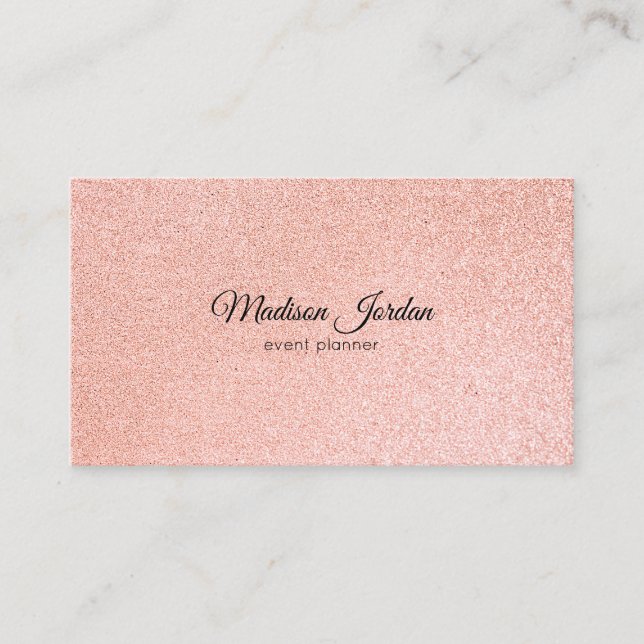 Modern Rosa och Guld Marble Glitter Visitkort (Framsida)
