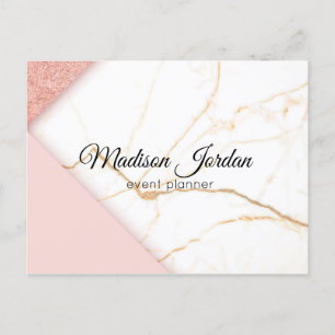 Modern Rosa och Guld Marble Marknadsföring Vykort
