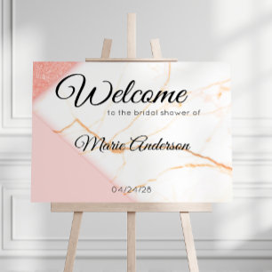 Modern Rosa och Guld Marble Shower Poster