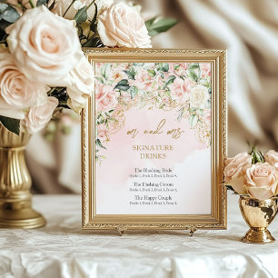 Modern rosa och guld namnteckning drycker poster