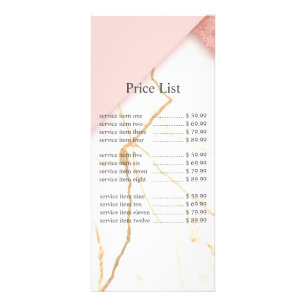 Modern Rosa- och Guld-prissättning Reklamkort